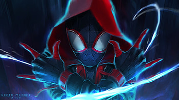 Spider-man, miles, Spider-verse, movie, art HD wallpaper