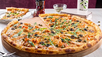 Shrimp pizza, Irresistible flavors, Seafood delight, Tempting treat HD wallpaper