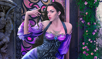 Beauty in Purple, purple, digital, fantasy, art, beautiful, girl, woman HD wallpaper