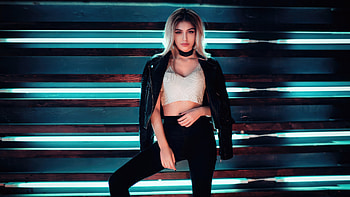 Galina Rover Model Leather Jacket, girls, model, jacket HD wallpaper