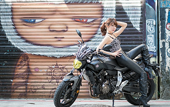 beauty and the beast, motorcycle, girl, yamaha, asian HD wallpaper