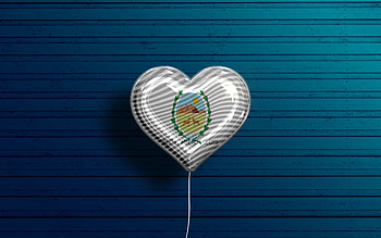 I Love San Luis, , realistic balloons, blue wooden background, Day of San Luis, Argentine provinces, flag of San Luis, Argentina, balloon with flag, Provinces of Argentina, San Luis flag, San Luis HD wallpaper