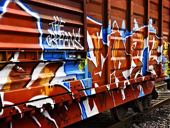 Miscellanea, Miscellaneous, Multicolored, Motley, Car, Metal, Graffiti, Trailer, Railway Carriage HD wallpaper