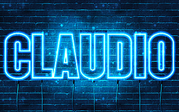 Claudio, , with names, Claudio name, blue neon lights, Claudio Birtay, Happy Birtay Claudio, popular italian male names, with Claudio name HD wallpaper