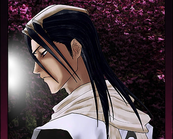 Kuchiki Byakuya, black hair, kuchiki, shinigami, captain, bleach, moon, sakura, byakuya, cherry blossoms HD wallpaper