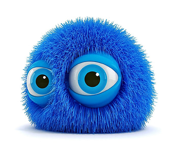 Shy Blue Ball of Fluff, blue, fluff, big, ball, eyes, shy HD wallpaper
