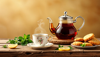 Exquisite Black Tea: A Delight, black tea, tea, teapot, cookie, lemon HD wallpaper