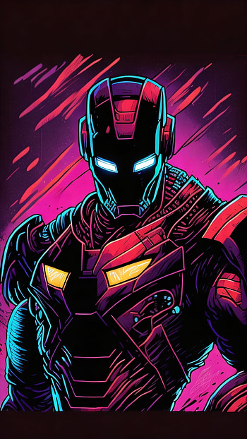 Iron Man, vector, colors, synthwave HD phone wallpaper