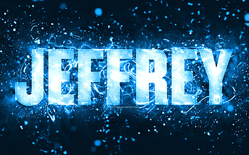 Happy Birtay Jeffrey, , blue neon lights, Jeffrey name, creative, Jeffrey Happy Birtay, Jeffrey Birtay, popular american male names, with Jeffrey name, Jeffrey HD wallpaper