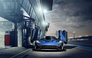 Ford GT, front, blue, sports car HD wallpaper