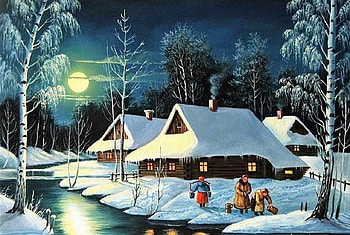 ❄, winter, art, painted, stream HD wallpaper