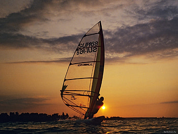 Sports, Sunset, Sea, Windsurfing HD wallpaper