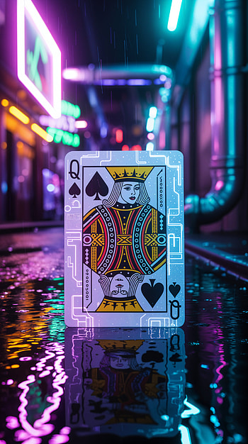 Queen of Spades Neon Playing Card , neon lights HD phone wallpaper