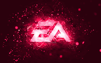 EA GAMES pink logo, , Electronic Arts, pink neon lights, creative, pink abstract background, EA GAMES logo, online games, EA GAMES HD wallpaper