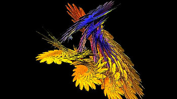 Bird, blue, yellows, graphics, abstract HD wallpaper