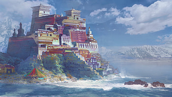 Art, Coast, Island, Palace HD wallpaper