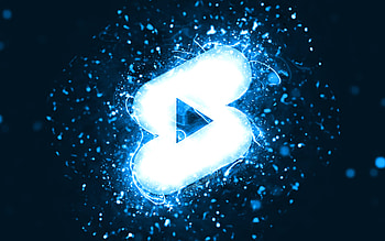 Youtube shorts blue logo, , blue neon lights, creative, blue abstract background, Youtube shorts logo, social network, Youtube shorts HD wallpaper