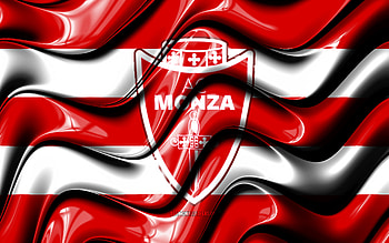 Monza FC flag, , red and white 3D waves, Serie A, italian football club, AC Monza, football, Monza FC logo, soccer, Monza FC HD wallpaper