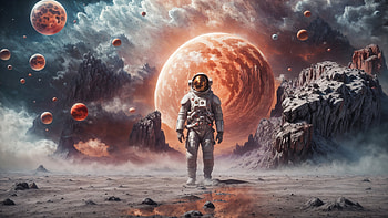 Astronaut On an Alien Planet, astronaut, Alien Planet, moon, space, universe HD wallpaper
