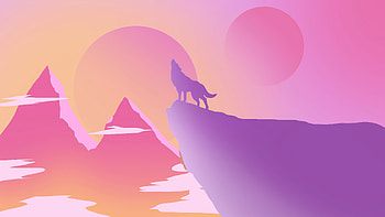 Lone Wolf Howling Minimal , wolf, minimalism, minimalist, artist, artwork, digital-art, deviantart HD wallpaper