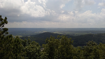 View from Palisades Park, Alabama, clouds, trees, sky, mountains HD wallpaper