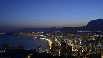 Building, Towns, , Benidorm, Beach, Coast, Evening, Light HD wallpaper
