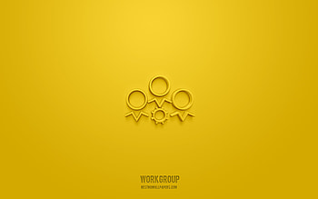 Workgroup 3d icon, yellow background, 3d symbols, Workgroup, business icons, 3d icons, Workgroup sign, business 3d icons HD wallpaper