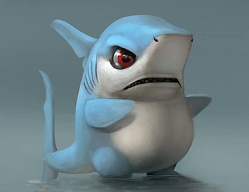 Sharky, White, Abstract, Shark, grapy, Mouth, Eyes, Blue HD wallpaper