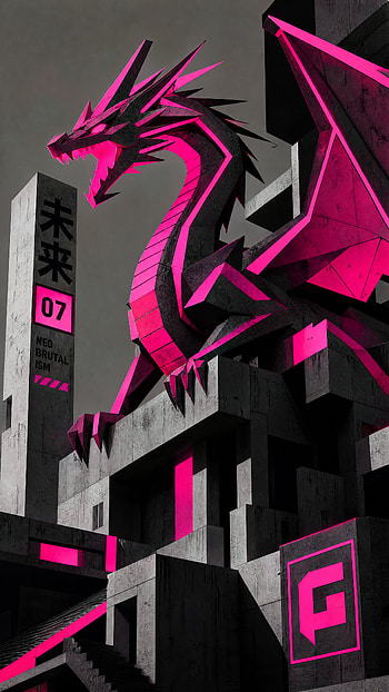 Neon Dragon — Neo-Citadel , Cyberpunk, Statue HD phone wallpaper