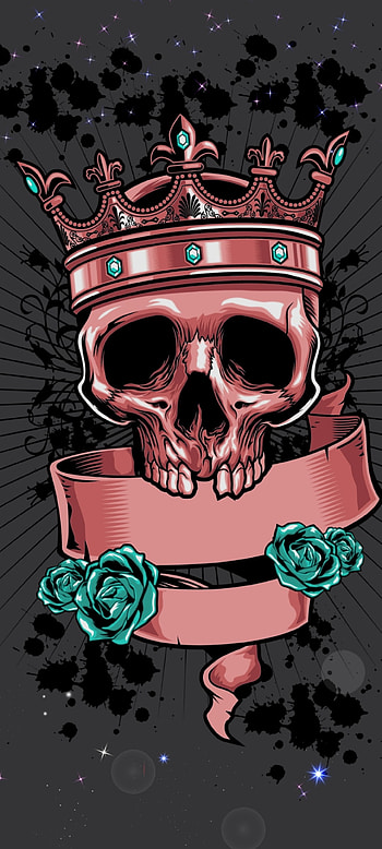 Royal_Skull, magenta, sunglasses, diamond, tattoo, King, rose, skull, crown, flower HD phone wallpaper