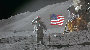 American flag, Man on the Moon HD wallpaper