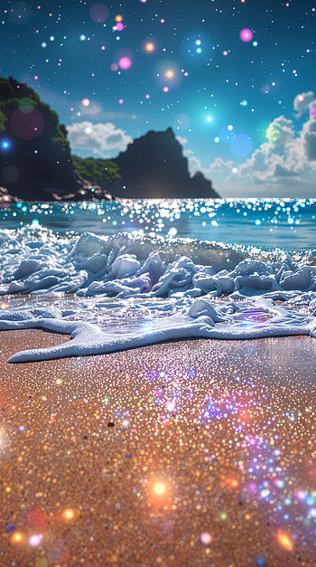 Sparkling Sandy Beach for Your , beach, ocean, wave, sunlight, Ocean Waves HD phone wallpaper