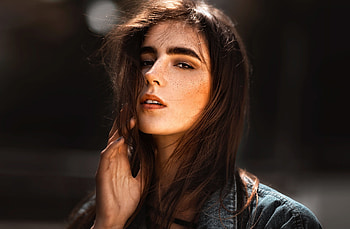 Brunette, woman, model, brown eyes HD wallpaper