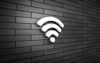 Wi-Fi 3D icon, , gray brickwall, creative, 3D icons, Wi-Fi icon, 3D art, Wi-Fi HD wallpaper