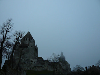 brume sur le chateau, architecture, medieval, provins, castle, france HD wallpaper