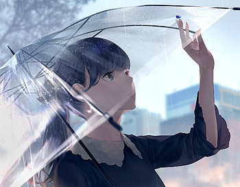 Rain, beautiful, anime girl, outdoor, original HD wallpaper