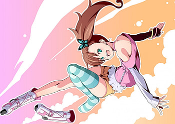 elegant driver cute rinne, cute girl, chousoku henkei gyrozetter, skaters, brown hair, flying, long hair, inaba rinne HD wallpaper