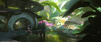 Summer, fantasy, art, size, green, girl, water, vara, lotus HD wallpaper