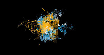 Tropical Mix Up, blue, black, backround, tropical, orange, pattern HD wallpaper