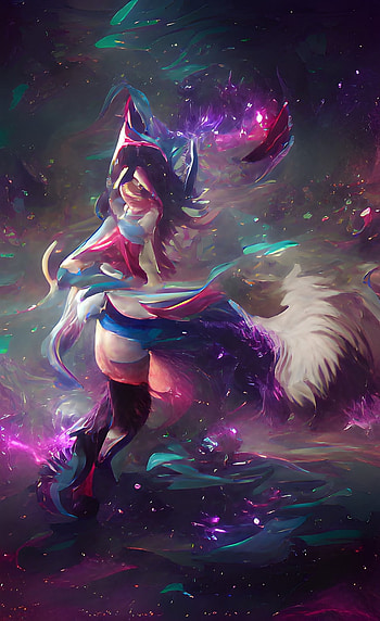 Ahri, magenta, art HD phone wallpaper