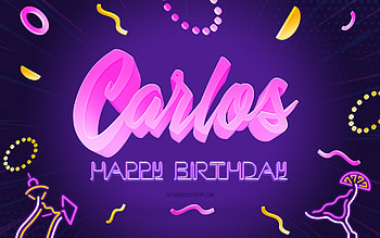 Happy Birtay Carlos, , Purple Party Background, Carlos, creative art, Happy Carlos birtay, Carlos name, Carlos Birtay, Birtay Party Background HD wallpaper