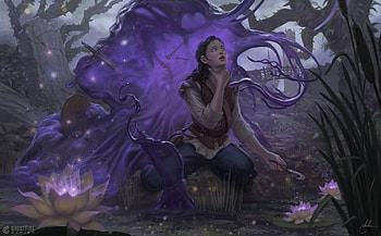 Balckish pool, frumusete, mermaid, andreia ugrai, dark, summer, purple, fantasy, luminos, vara, siren HD wallpaper