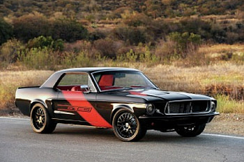 1968-Ford-Mustang, Black, Red Stripe, Classic, Ford HD wallpaper