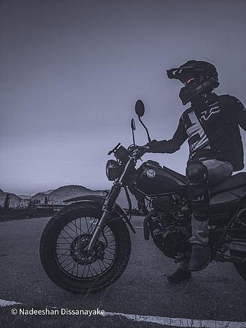 Yamaha TW Rider, sky, motorsport, TW200, black, traveling, adventure, motorcycle, trail, yamaha tw, road, dark, TW225, sport HD phone wallpaper