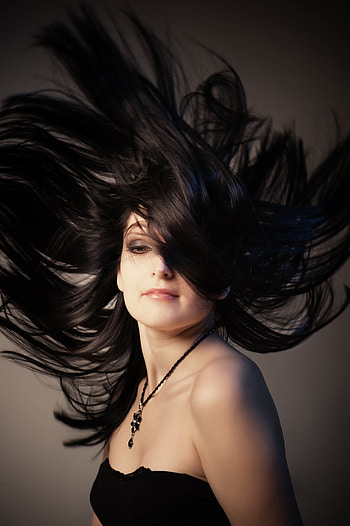 Woman, hair in air, dark HD phone wallpaper