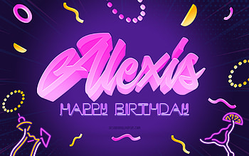 Happy Birtay Alexis, , Purple Party Background, Alexis, creative art, Happy Alexis birtay, Alexis name, Alexis Birtay, Birtay Party Background HD wallpaper