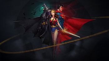 Gods Among Us Superman Batman And Wonder Woman, batman, superman, wonder-woman, superheroes, artwork, art, digital-art, artstation HD wallpaper
