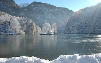 Winter, Nature, Trees, Mountains, Lake, Frost, Hoarfrost, Day HD wallpaper