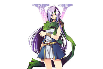 Faris Scherwiz, games, headband, purple hair, final fantasy series, final fantasy, white background, ffv, long hair, final fantasy 5, female, skirt, ff5, faris, girl, anime girl, final fantasy v, video games, vector, scarf, green eyes HD wallpaper