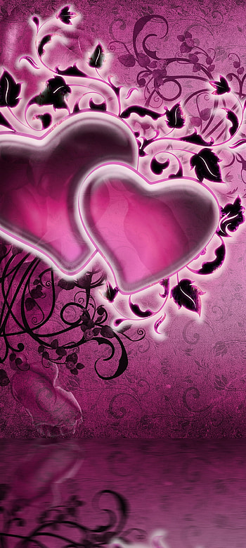 Pink dark heart, magenta, Love, Premium HD phone wallpaper